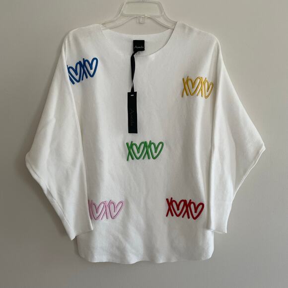 Aaeda XOXO Heart Pullover Eggshell Sweater Size Medium‎ - Picture 4 of 12
